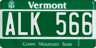 VT license plate ALK566