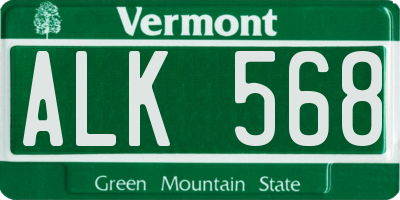 VT license plate ALK568