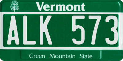 VT license plate ALK573