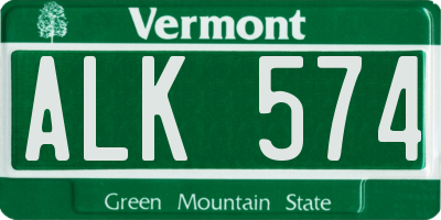 VT license plate ALK574
