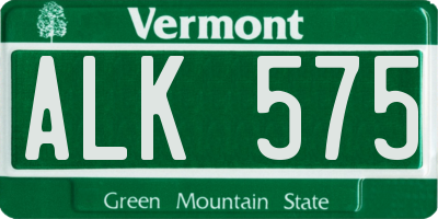 VT license plate ALK575