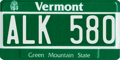 VT license plate ALK580
