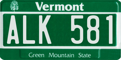 VT license plate ALK581