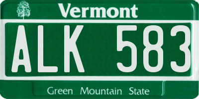 VT license plate ALK583
