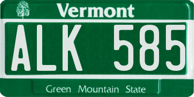 VT license plate ALK585