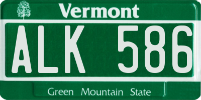 VT license plate ALK586