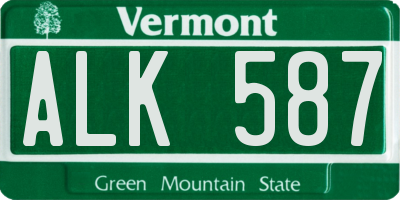 VT license plate ALK587