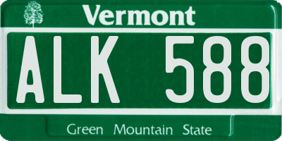 VT license plate ALK588
