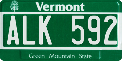 VT license plate ALK592