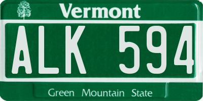 VT license plate ALK594