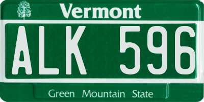 VT license plate ALK596