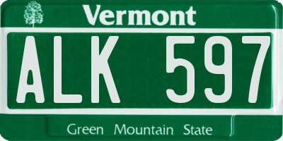 VT license plate ALK597