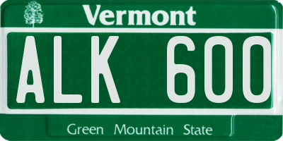 VT license plate ALK600