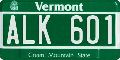 VT license plate ALK601