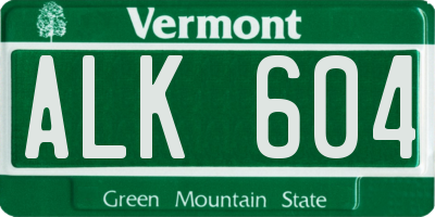 VT license plate ALK604