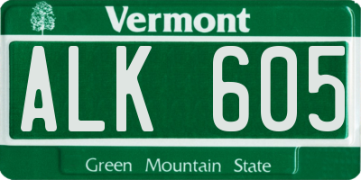 VT license plate ALK605