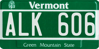 VT license plate ALK606