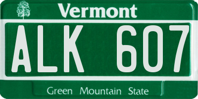 VT license plate ALK607