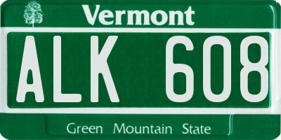 VT license plate ALK608