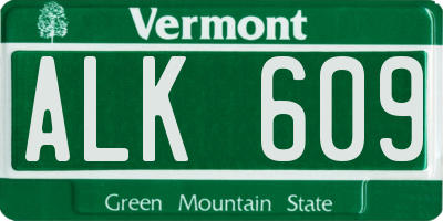 VT license plate ALK609