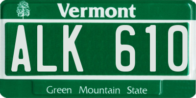 VT license plate ALK610