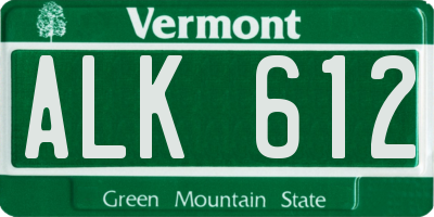 VT license plate ALK612