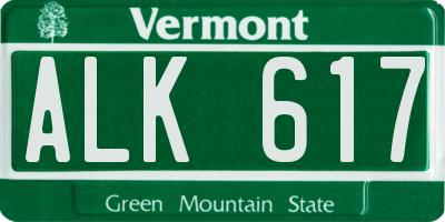 VT license plate ALK617