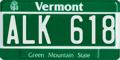 VT license plate ALK618