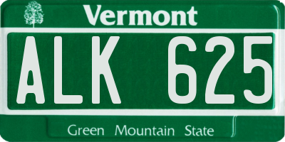 VT license plate ALK625