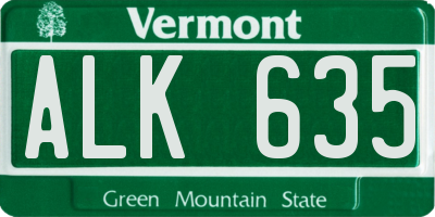 VT license plate ALK635