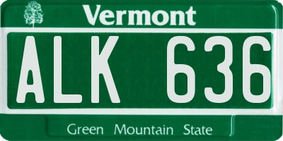 VT license plate ALK636