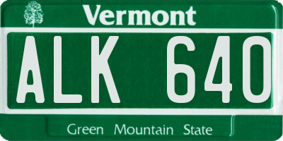 VT license plate ALK640