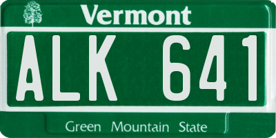 VT license plate ALK641