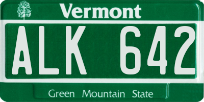 VT license plate ALK642