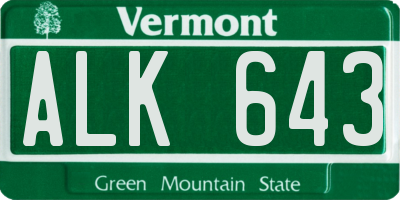 VT license plate ALK643