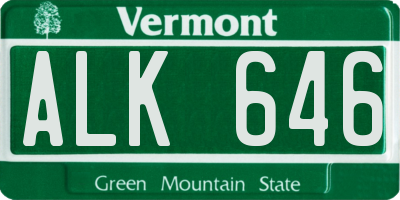 VT license plate ALK646