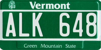 VT license plate ALK648