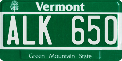 VT license plate ALK650