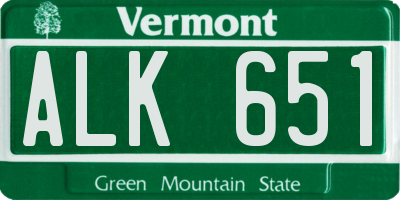 VT license plate ALK651