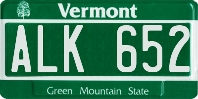 VT license plate ALK652
