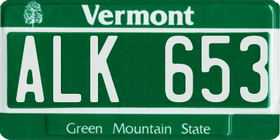 VT license plate ALK653