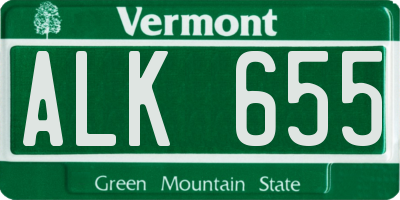 VT license plate ALK655