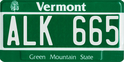 VT license plate ALK665