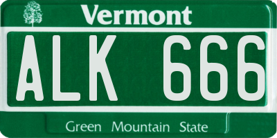 VT license plate ALK666