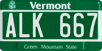 VT license plate ALK667