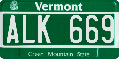 VT license plate ALK669