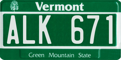 VT license plate ALK671
