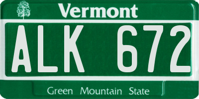 VT license plate ALK672