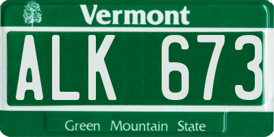 VT license plate ALK673