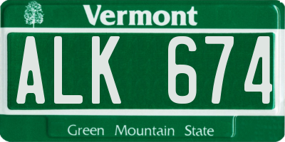 VT license plate ALK674